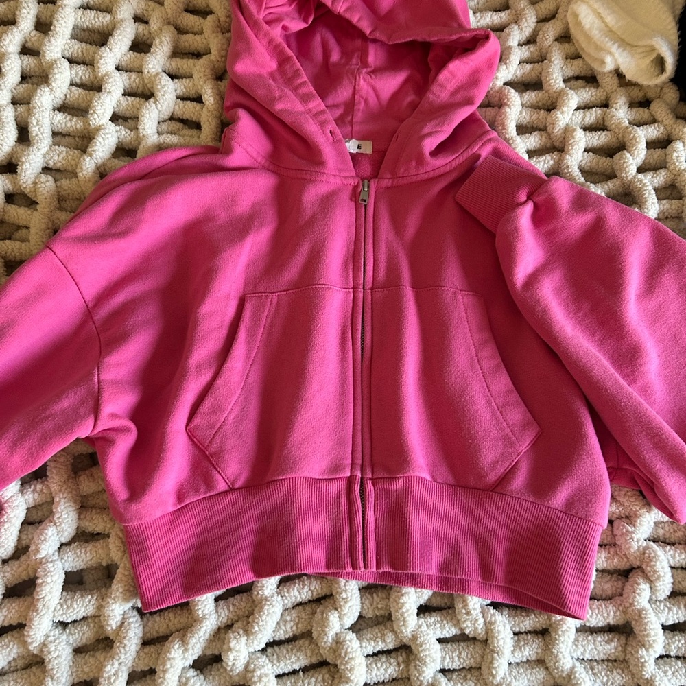 Cropped Pink Hoodie Jacket